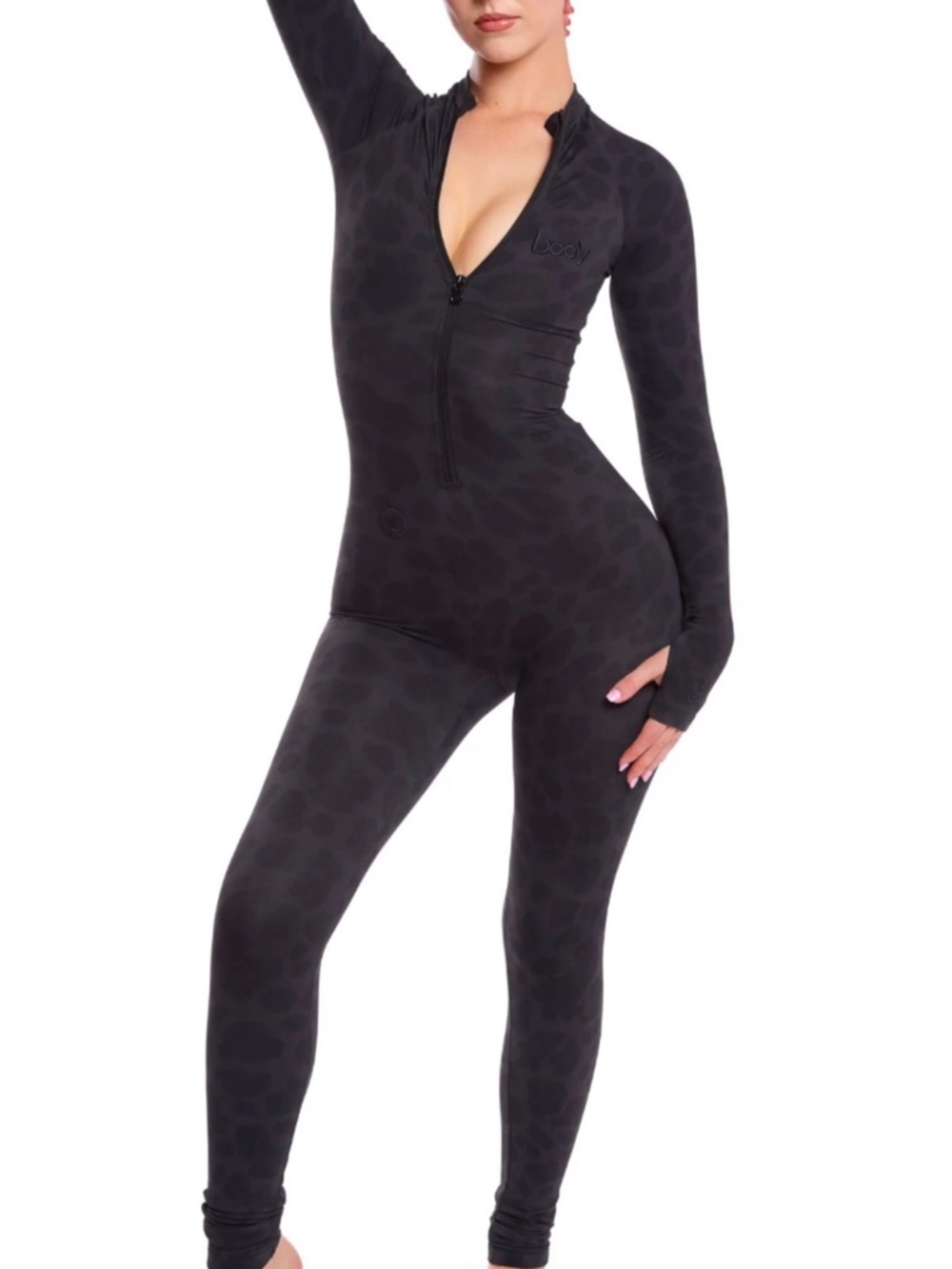 BodyByRaven  Black Patterned Wide Leg Jumpsuit
